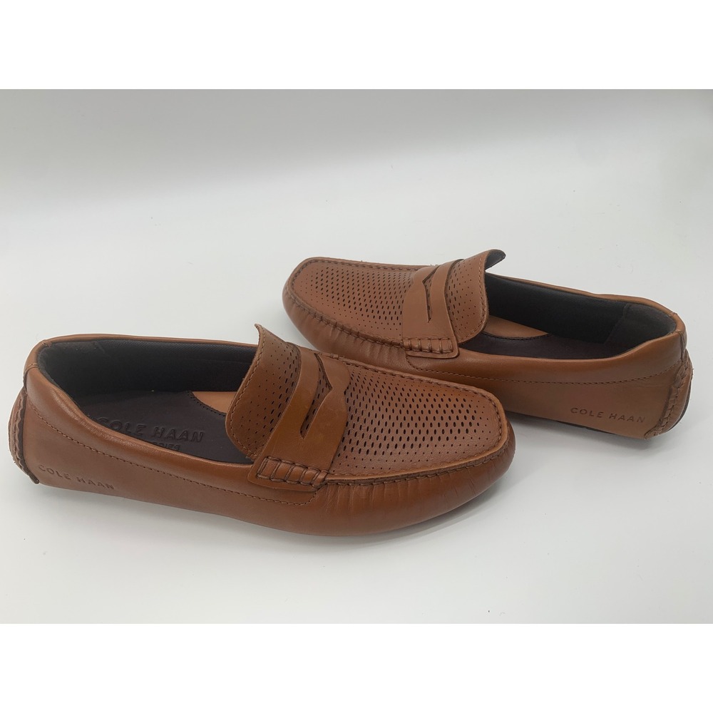 Cole Haan Mens Grandseries Tan Leather Perforated Penny Loafer Drivers C36653 7M - Picture 6 of 8